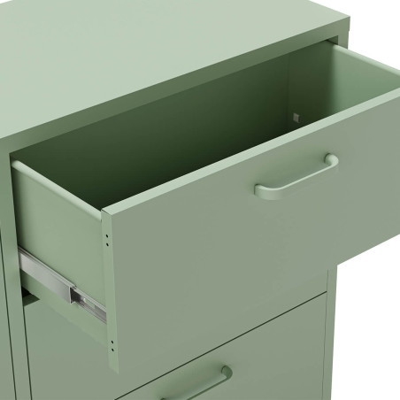 Buffet 2 portes ajourées 3 tiroirs en métal vert menthe - OLIRA