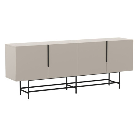 Buffet 4 portes en mélaminé beige et métal noir - ALDINOR