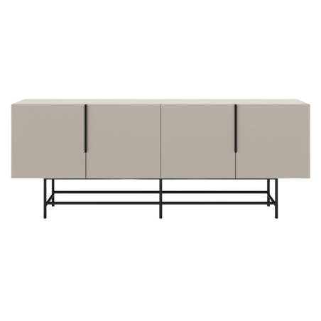 Buffet 4 portes en mélaminé beige et métal noir - ALDINOR