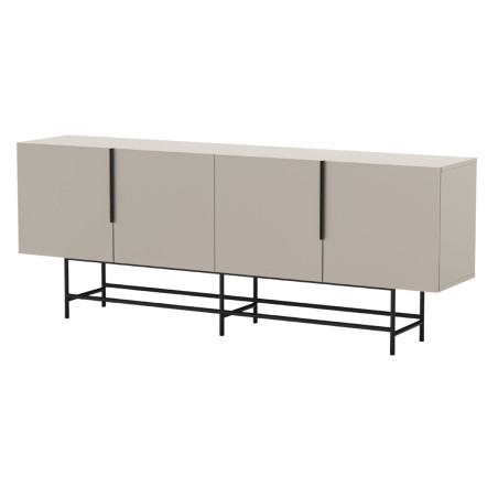 Buffet 4 portes en mélaminé beige et métal noir - ALDINOR