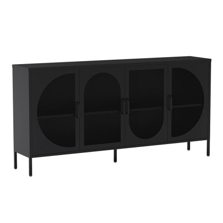 Buffet 4 portes ajourées en métal noir - LIVIRA