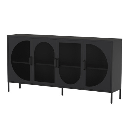 Buffet 4 portes ajourées en métal noir - LIVIRA