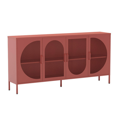Buffet 4 Portes Ajourées en Métal Terracotta - LIVIRA