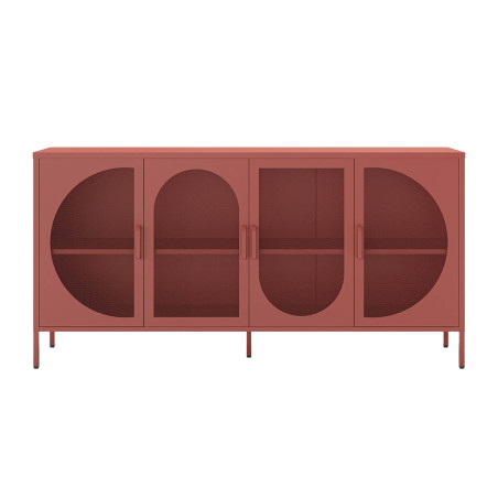 Buffet 4 Portes Ajourées en Métal Terracotta - LIVIRA