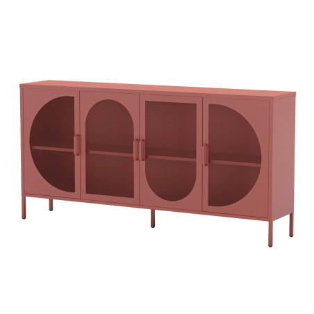 Buffet 4 Portes Ajourées en Métal Terracotta - LIVIRA