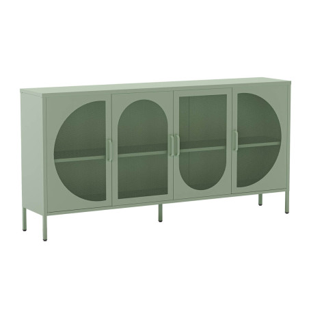 Buffet 4 portes ajourées en métal vert menthe - LIVIRA