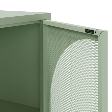 Buffet 4 portes ajourées en métal vert menthe - LIVIRA
