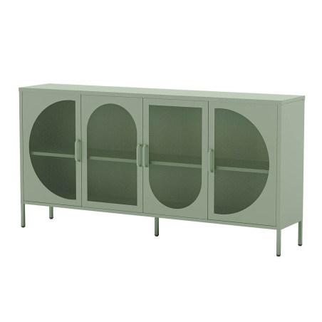 Buffet 4 portes ajourées en métal vert menthe - LIVIRA