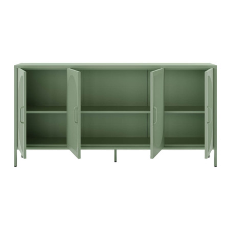 Buffet 4 portes ajourées en métal vert menthe - LIVIRA