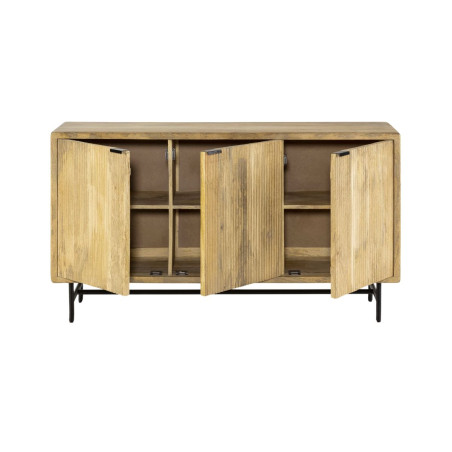Buffet 3 portes en manguier relief graphique piètement métal noir - MELKOR