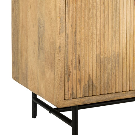 Buffet 3 portes en manguier relief graphique piètement métal noir - MELKOR