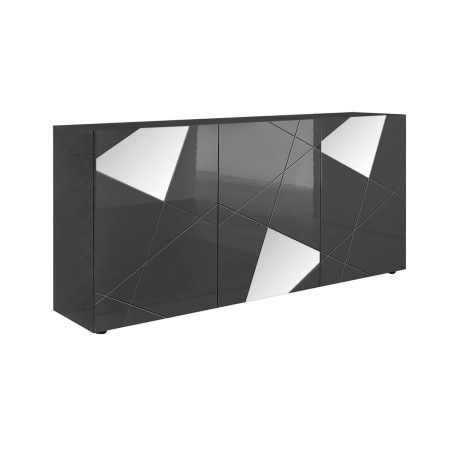 Buffet 3 portes gris carbone avec miroirs - ORINA