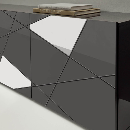 Buffet 3 portes gris carbone avec miroirs - ORINA