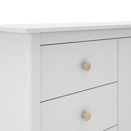 Buffet 2 portes 3 tiroirs en pin massif blanc - DIVA