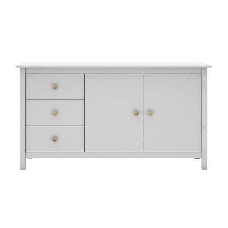 Buffet 2 portes 3 tiroirs en pin massif blanc - DIVA