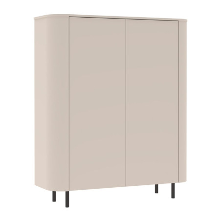 Rangement 2 portes beige poudré coins arrondis pieds métal noir - LYNOR