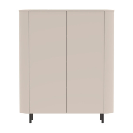 Rangement 2 portes beige poudré coins arrondis pieds métal noir - LYNOR
