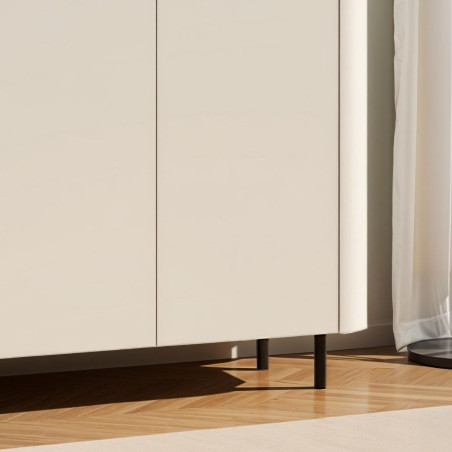 Rangement 2 portes beige poudré coins arrondis pieds métal noir - LYNOR
