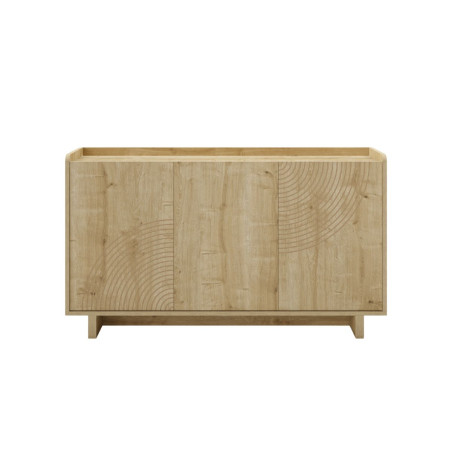 Buffet 3 portes en mélaminé imitation bois à décor relief fraisé - RIADOR