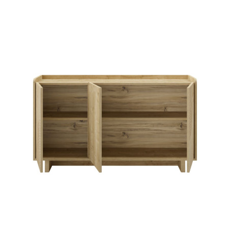 Buffet 3 portes en mélaminé imitation bois à décor relief fraisé - RIADOR