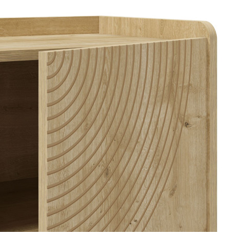 Buffet 3 portes en mélaminé imitation bois à décor relief fraisé - RIADOR