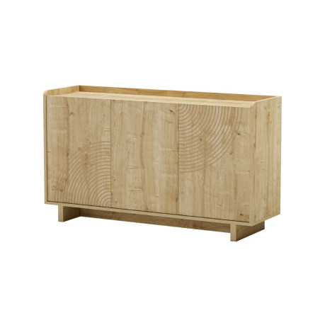 Buffet 3 portes en mélaminé imitation bois à décor relief fraisé - RIADOR