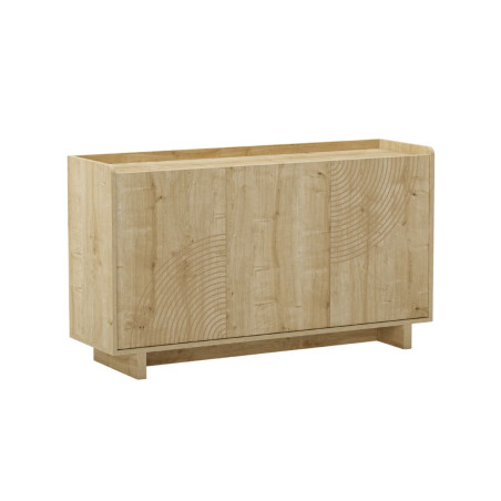 Buffet 3 portes en mélaminé imitation bois à décor relief fraisé - RIADOR