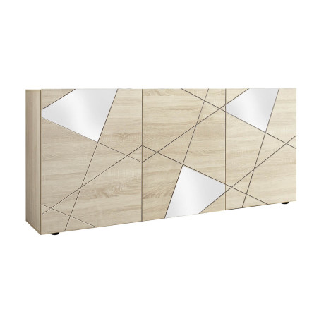 Buffet 3 portes finition bois Samoa avec miroirs - ORINA