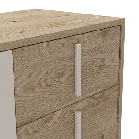 Buffet 2 portes 3 tiroirs imitation bois et beige - MYRINOR