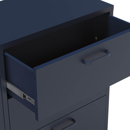 Buffet 2 portes ajourées 3 tiroirs en métal bleu foncé - OLIRA