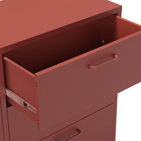 Buffet 2 portes ajourées 3 tiroirs en métal terracotta - OLIRA
