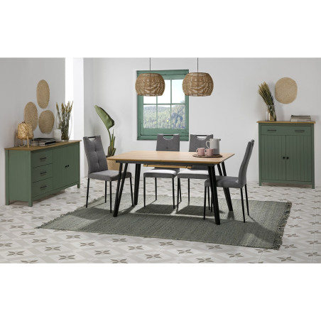 Meuble haut 2 portes 1 tiroir bois ciré vert - TINIO