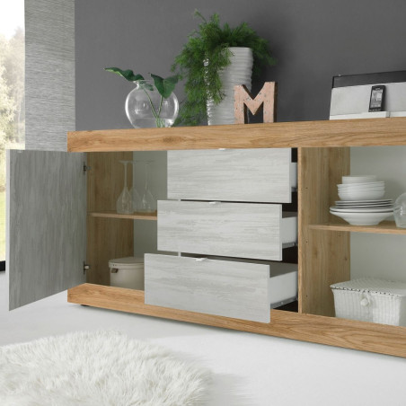 Buffet 2 portes 3 tiroirs finition Cadiz - OTELIA