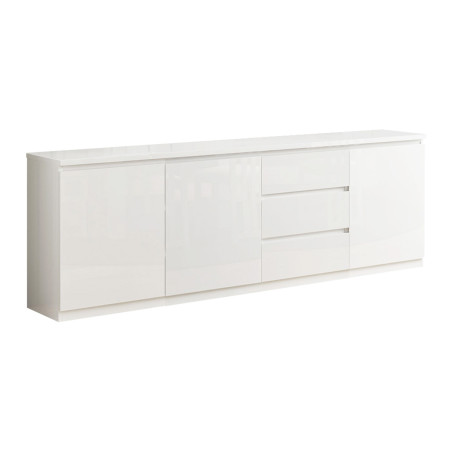 Buffet 3 Portes 3 Tiroirs Laqué Blanc Brillant - DEYTA