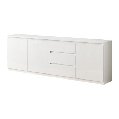 Buffet 3 Portes 3 Tiroirs Laqué Blanc Brillant - DEYTA