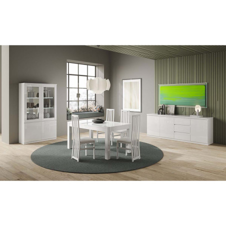 Buffet 3 Portes 3 Tiroirs Laqué Blanc Brillant - DEYTA