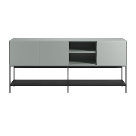 Buffet 3 portes 1 niche vert sauge et métal noir mat - MIRINOR