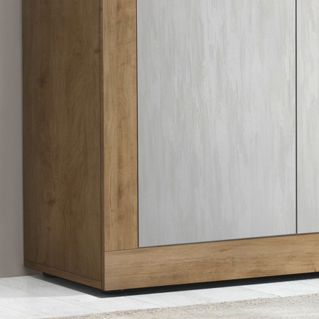 Buffet 2 portes aspect bois et blanc texturé - OTELIA