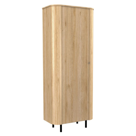 Rangement haut 1 porte aspect bois coins arrondis pieds noirs - VIVARINOR