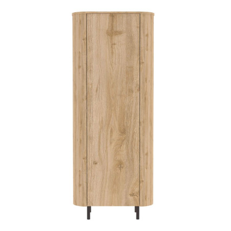 Rangement haut 1 porte aspect bois coins arrondis pieds noirs - VIVARINOR