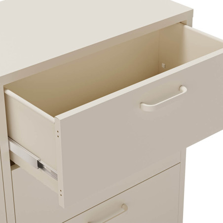 Buffet 2 portes ajourées 3 tiroirs en métal crème - OLIRA