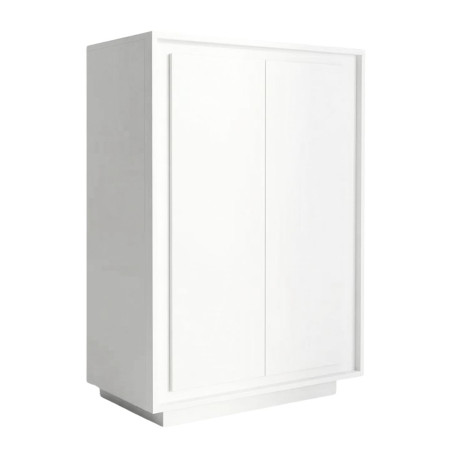Rangement 2 portes blanc laqué piètement socle - POLVIA