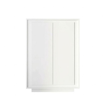 Rangement 2 portes blanc laqué piètement socle - POLVIA
