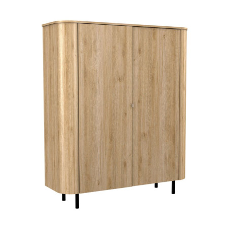 Meuble de rangement 2 portes aspect bois Cadiz pieds métal noir - VIVARINOR