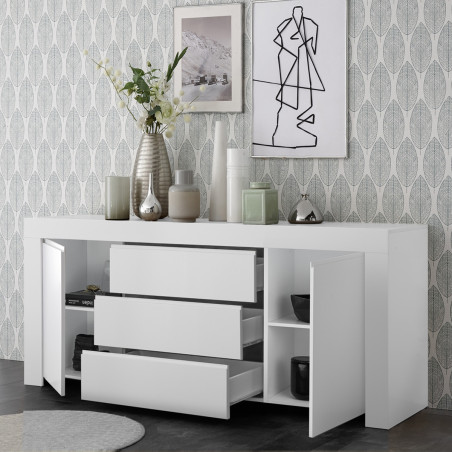 Buffet 2 portes 3 tiroirs blanc mat - FIRINA