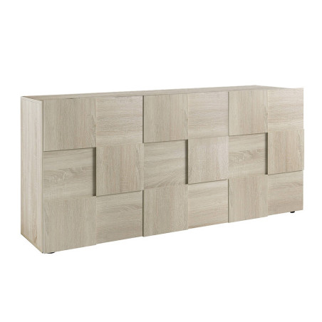 Buffet 3 portes aspect bois Sonoma relief damiers - REBENA