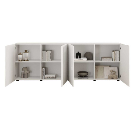 Buffet 4 portes blanc à façades à stries verticales - JANEIROR