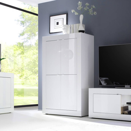 Rangement 4 Portes Blanc Laqué Weiss - OTELIA