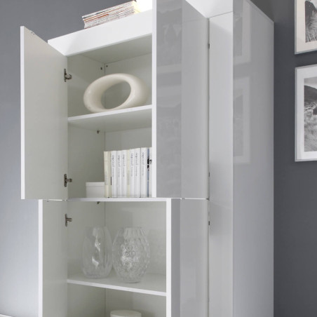 Rangement 4 Portes Blanc Laqué Weiss - OTELIA