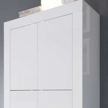 Rangement 4 Portes Blanc Laqué Weiss - OTELIA